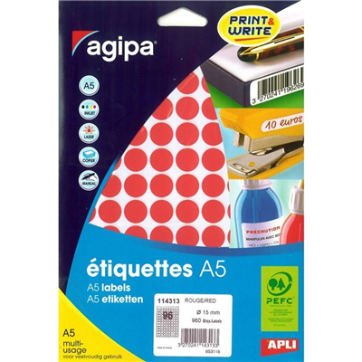 agipa Pastille de couleur diamètre : 15 mm rond rouge