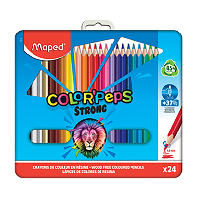 Maped Crayon de couleur COLOR'PEPS STRONG étui métal de 24