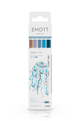 Pochette de 5 stylos feutres Uniball Emott Aquatic purity