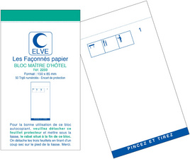 ELVE Bloc Maitre d'Hôtel 96 x 165 mm 50 feuillets tripli