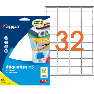 agipa Etiquette universelle 24 x 33,5 mm blanc
