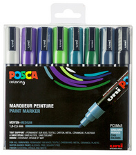 POSCA Marqueur à pigment PC-5M étui de 8 couleurs froides