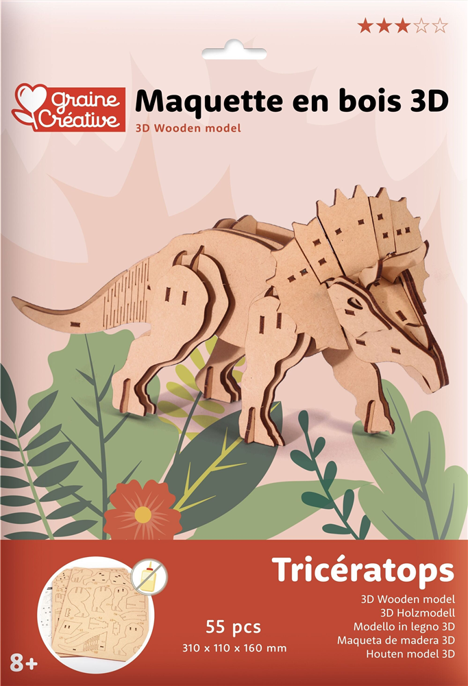 Graine créative MAQUETTE BOIS 3D TRICERAPTOPS