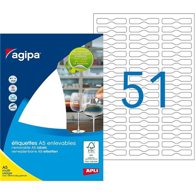 agipa Etiquette bijouterie 45 x 8 mm format A5 enlevable