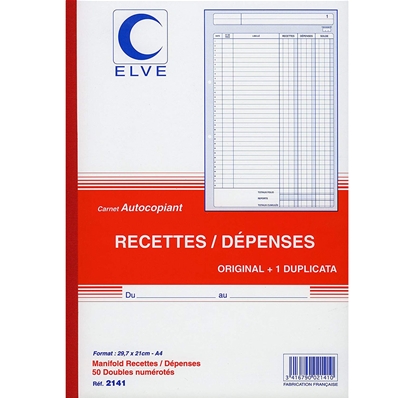 Elve Manifold "Recettes / Dépenses", A4, dupli, Réf 2141