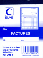 ELVE Bloc factures 140 x 105 mm 50 feuillets