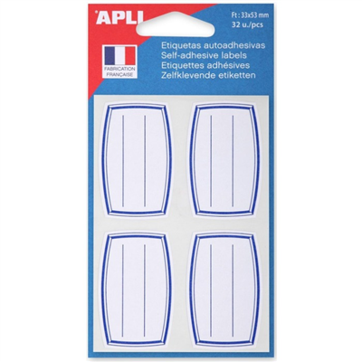 agipa Etiquettes pour livre blanc/bleu 33 x 53 mm lignées