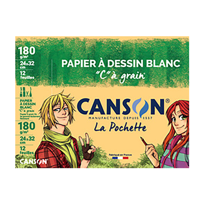 Canson papier blanc C grain 24 x 32 cm 180g