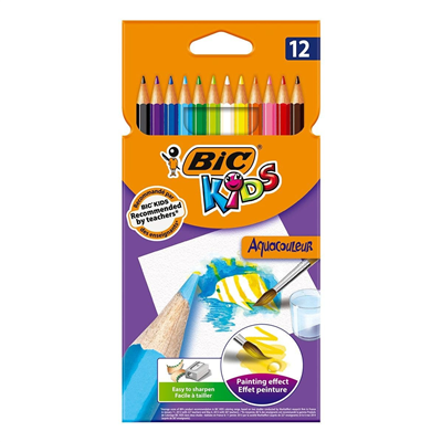 BIC KIDS Crayons de couleur aquarellables Aquacouleur étui