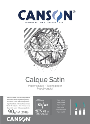 CANSON Bloc papier calque satin 90/95 g/m2 A3