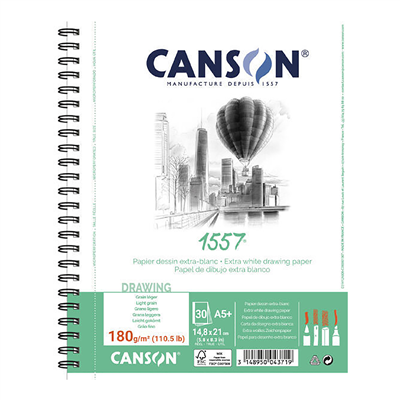 CANSON Album spiralé papier dessin 1557 A5+ 180 g/m2