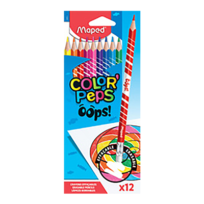 Maped Crayons de couleur COLOR'PEPS effaçable étui de 12