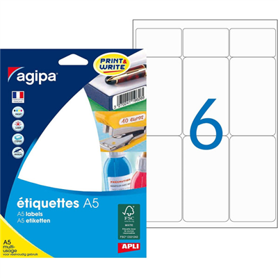 agipa Etiquette universelle 80 x 45 mm blanc