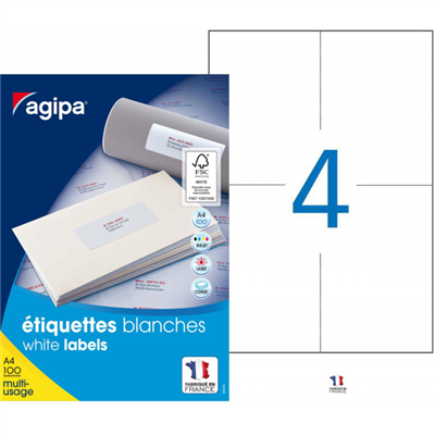 agipa Etiquette universelle 97,5 x 68 mm blanc