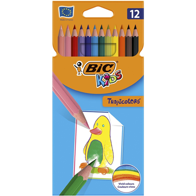 BIC KIDS Crayons de couleur Tropicolors 2 étui carton de 12