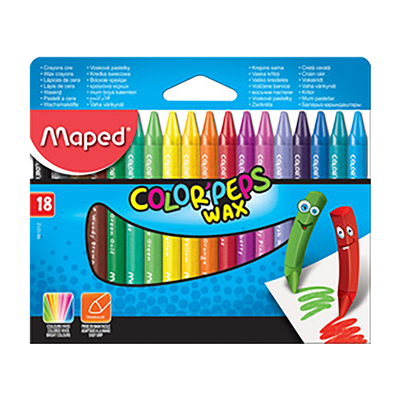 Maped Crayon de cire COLOR'PEPS WAX étui en carton de 18