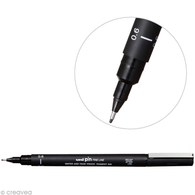 Uni-ball Stylo UNI PIN pointe calibrée Pointe 0.6 mm Noir