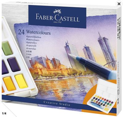 FABER-CASTELL Peinture aquarelle en godets, étui de 24