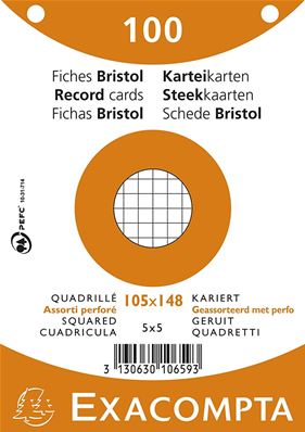 EXACOMPTA Fiches bristol A5 quadrillé assorti