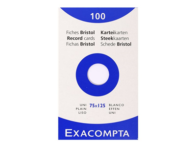 Exacompta Fiches bristol, 75 x 125 mm, uni, blanc 13301E