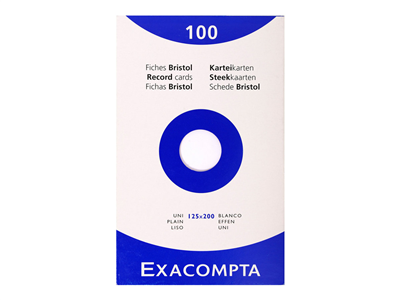 Exacompta Fiches bristol, 125 x 200 mm, uni, blanc 13303E