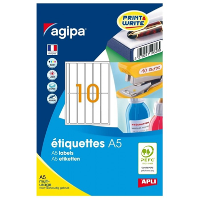 agipa Etiquette universelle 100 x 24 mm blanc