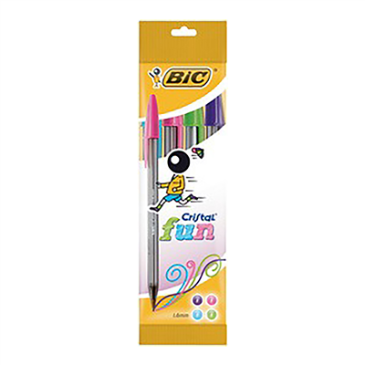 BIC Stylo à bille Cristal Fun sachet de 4