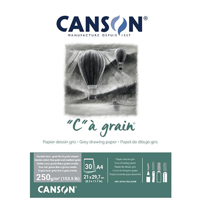 CANSON Bloc papier dessin C à grain Couleur gris chiné