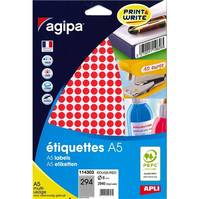 agipa Pastille de couleur diamètre : 8 mm rond rouge