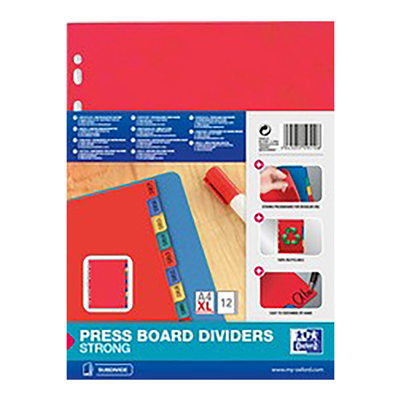 Oxford Intercalaires en carton uni A4 Max 12 touches