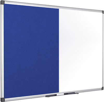 Bi-Office Tableau mixte, tableau blanc / feutre, bleu