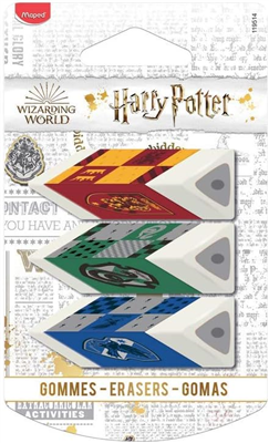 Maped Gomme en plastique Pyramide HARRY POTTER, blister de 3