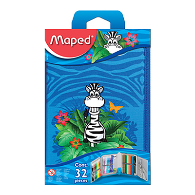 Maped Etui pour écolier Jungle en polyester bleu garni