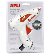 Apli 016668 Pistolet  Colle Premium + 2 Btons, 20W, Blanc