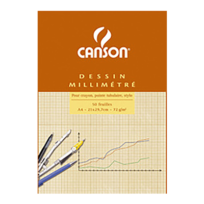 CANSON Bloc de papier millimétré A4 90g/m2