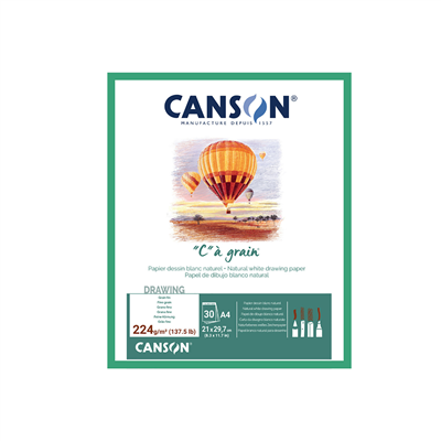 CANSON Bloc papier dessin C à grain A4 224 g/m2