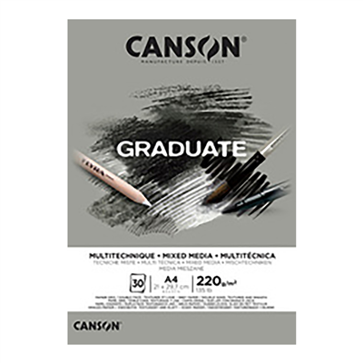 CANSON Bloc de dessin GRADUATE MIXED MEDIA gris A4