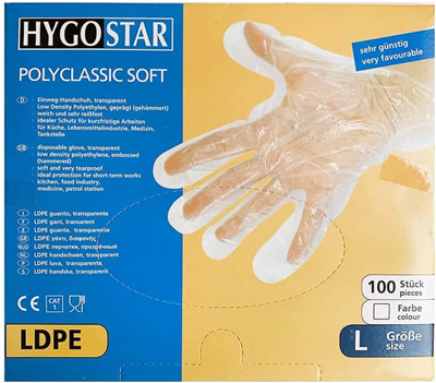 HYGOSTAR Gant LDPE POLYCLASSIC SOFT, L, transparent