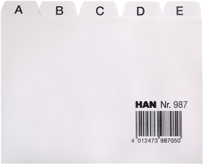 HAN Index alphabétique A-Z, PP, A7 paysage, 25 onglets, gris