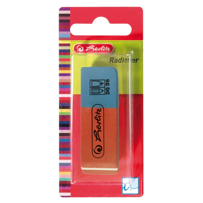 herlitz Gomme en caoutchouc naturel, couleur : bleu/rouge