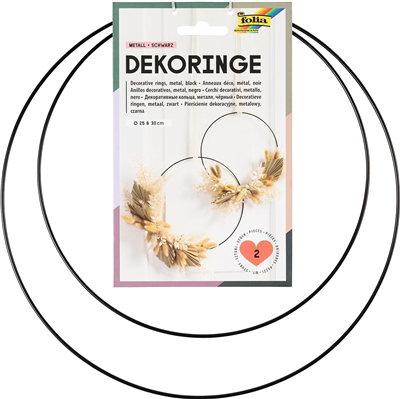 folia Anneau décoratif métal, 250 mm et 300 mm, noir