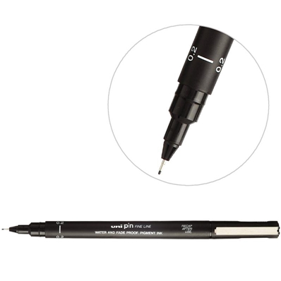 Uni-ball  Stylo UNI PIN pointe calibrée Pointe 0.2 mm Noir