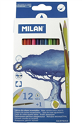 Milan - Pochette 12 crayons de couleur aquarrellables avec pinceau