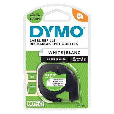 Dymo Cassette de ruban LetraTag, papier, 12 mm x 4 m S0721520/91220