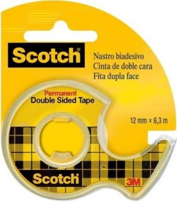 3M Scotch Ruban adhésif double face 665, 12 mm x 6,3 m A1131