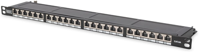 DIGITUS 19" Patch Panel Kat.6, Klasse E, 24 Port, schwarz