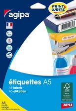 agipa Etiquette universelle 18,5x 48,5 mm blanc