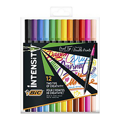 BIC Feutre DUAL BRUSH 2en1 étui de 12 couleurs assorties