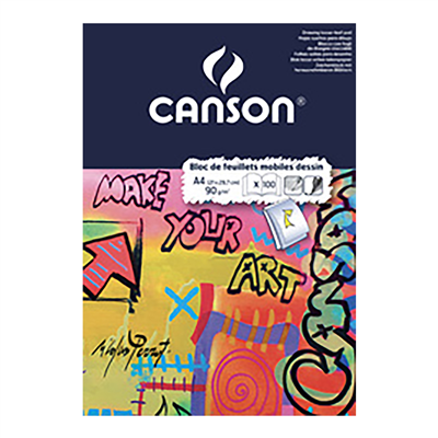 CANSON Bloc de feuillets mobiles de papier à dessin blanc