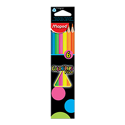 Maped Crayons de couleur COLOR'PEPS Fluo étui carton de 6